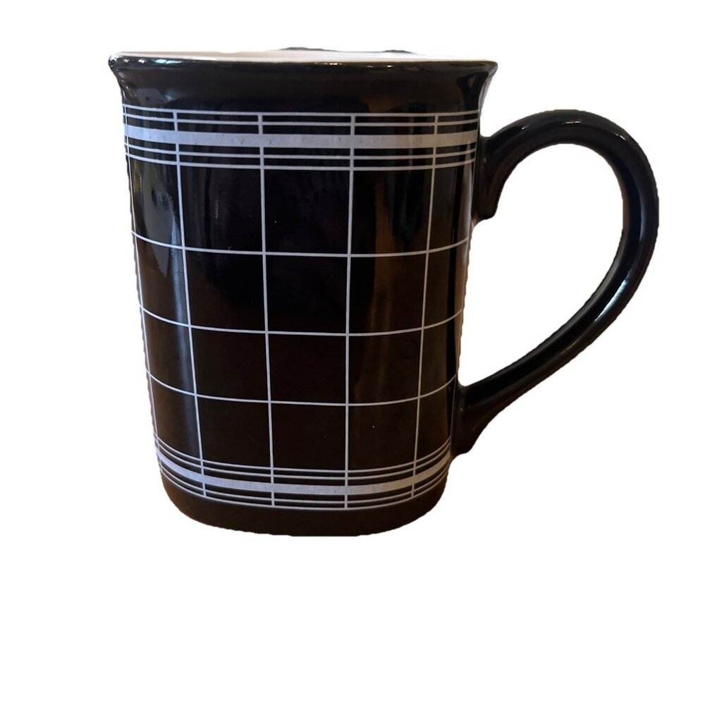 Vintage Takahashi Japan San Francisco Black & White Plaid Mugs Set Of 4 - Picture 2 of 8